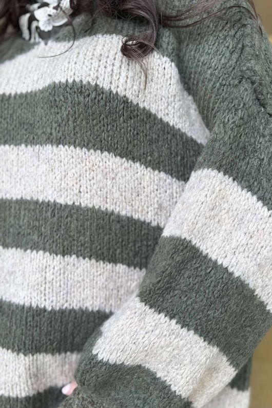 Big Softie Block Stripe Cobain Knit Khaki